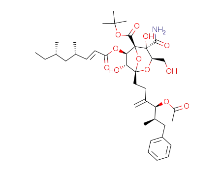 (1S,3R,4S,5R,6R,7R)-1-((4S,5R)-4-Acetoxy-5-methyl-3-methylene-6-phenyl-hexyl)-4-carbamoyl-6-((E)-(4S,6S)-4,6-dimethyl-oct-2-enoyloxy)-4,7-dihydroxy-3-hydroxymethyl-2,8-dioxa-bicyclo[3.2.1]octane-5-carboxylic acid tert-butyl ester