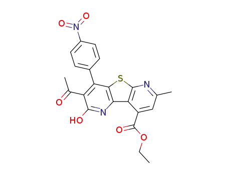 3-Acetyl-2-hydroxy-7-methyl-4-(4-nitro-phenyl)-thieno[2,3-b;4,5-b']dipyridine-9-carboxylic acid ethyl ester
