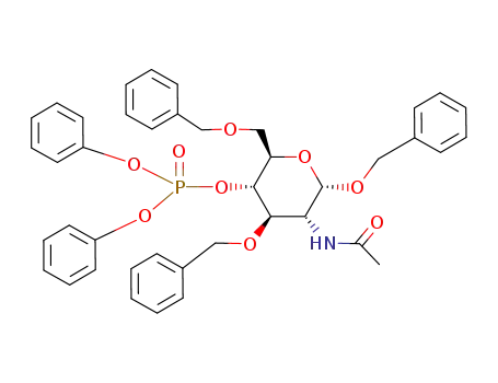 Molecular Structure of 128677-97-4 (benzyl 2-acetamido-3,6-di-O-benzyl-2-deoxy-α-D-glucopyranoside 4-(diphenyl phosphate))