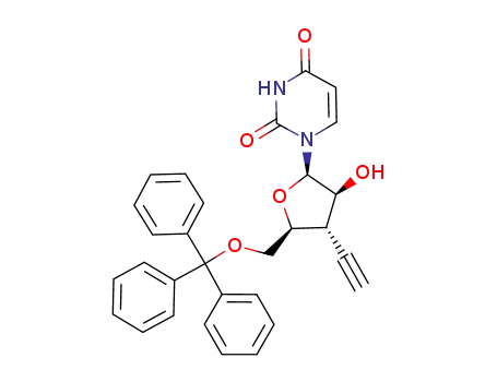 1-<3-deoxy-3-α-ethynyl-5-O-(triphenylmethyl)-β-D-arabinofuranosyl>pyrimidine-2,4(1H,3H)-dione