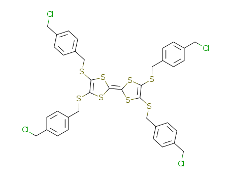Molecular Structure of 195006-26-9 (1,3-Dithiole,
2-[4,5-bis[[[4-(chloromethyl)phenyl]methyl]thio]-1,3-dithiol-2-ylidene]-4,5-
bis[[[4-(chloromethyl)phenyl]methyl]thio]-)