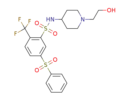 Molecular Structure of 915760-45-1 (N-[1-(2-hydroxyethyl)piperidin-4-yl]-5-(phenylsulfonyl)-2-(trifluoromethyl)benzenesulfonamide)