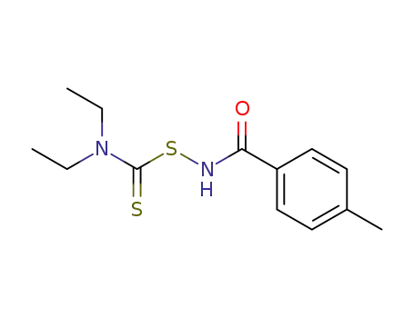 Molecular Structure of 105246-31-9 (Benzamide, N-[[(diethylamino)thioxomethyl]thio]-4-methyl-)