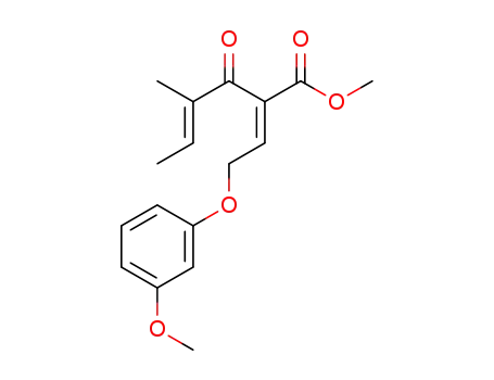 Molecular Structure of 608533-49-9 (4-Hexenoic acid, 2-[2-(3-methoxyphenoxy)ethylidene]-4-methyl-3-oxo-,
methyl ester, (2E,4E)-)