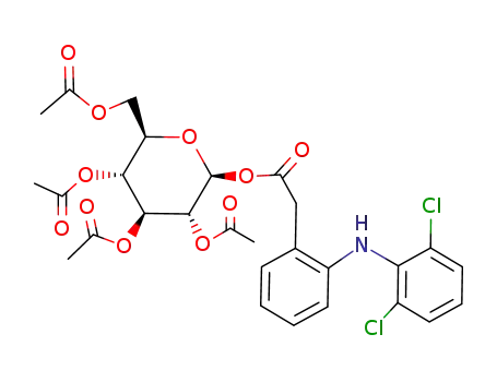 Molecular Structure of 87906-12-5 (1-O-<2-<(2,6-dichlorophenyl)amino>phenylacetyl>-2,3,4,6-tetra-O-acetyl-β-D-glucopyranose)