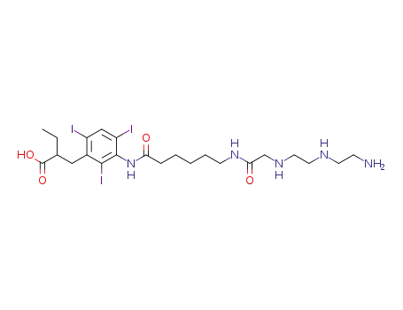 Molecular Structure of 160982-42-3 (3-<<6-<<<2-<(2-aminoethyl)amino>ethyl>amino>acetylamino>-1-oxoethyl>amino>-α-ethyl-2,4,6-triiodobenzenepropanoic acid)