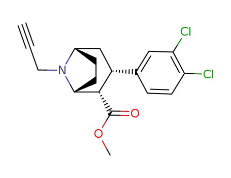 Molecular Structure of 196295-98-4 ((1R,2S,3S,5S)-3-(3,4-Dichloro-phenyl)-8-prop-2-ynyl-8-aza-bicyclo[3.2.1]octane-2-carboxylic acid methyl ester)