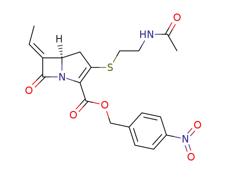 p-nitrobenzyl (5R)-3-(2-acetamidoethylthio)-6-(E)-ethylidene-7-oxo-1-azabicyclo<3.2.0>hept-2-ene-2-carboxylate