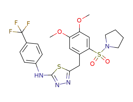 N-{5-[2-(1-pyrrolidinesulfamoyl)-4,5-dimethoxybenzyl]-1,3,4-thiadiazol-2-yl}-(p-trifluoromethylphenyl)amine