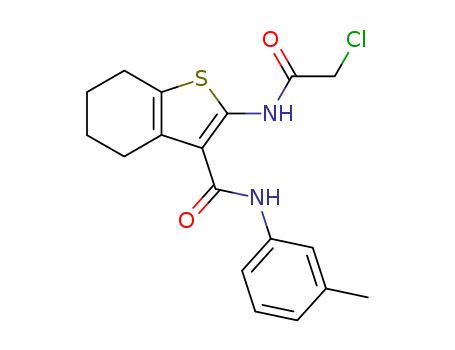 Molecular Structure of 197895-95-7 (Benzo[b]thiophene-3-carboxamide,
2-[(chloroacetyl)amino]-4,5,6,7-tetrahydro-N-(3-methylphenyl)-)