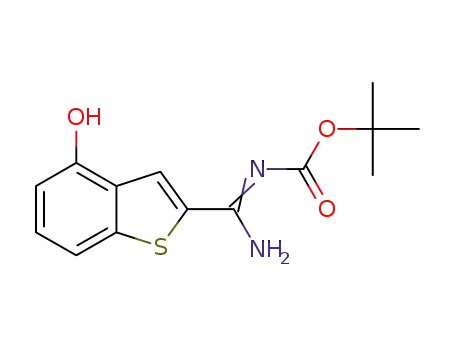 Molecular Structure of 1209492-88-5 ((E)-tert-butyl amino(4-hydroxybenzo[b]thiophen-2-yl)methylenecarbamate)