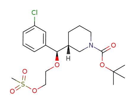 Molecular Structure of 942145-04-2 (3-[(3-Chloro-phenyl)-(2-methanesulfonyloxy-ethoxy)-methyl]-piperidine-1-carboxylic acid tert-butyl ester)