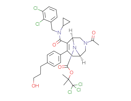 (1R,5S)-3-acetyl-6-[cyclopropyl-(2,3-dichloro-benzyl)-carbamoyl]-7-[4-(3-hydroxy-propyl)-phenyl]-3,9-diaza-bicyclo[3.3.1]non-6-ene-9-carboxylic acid 2,2,2-trichloro-1,1-dimethyl-ethyl ester