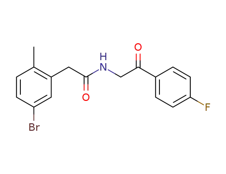 Molecular Structure of 1240649-46-0 (N-(2-oxo-2-(4-fluorophenyl)ethyl)-2-(5-bromo-2-methylphenyl)acetamide)