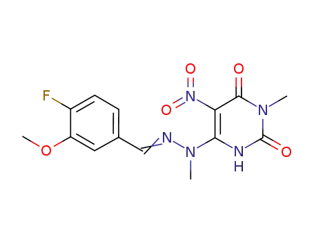 6-[2-(4-fluoro-3-methoxybenzylidene)-1-methylhydrazinyl]-3-methyl-5-nitropyrimidine-2,4(1H,3H)-dione