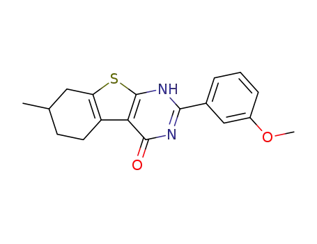Molecular Structure of 1207188-38-2 (2-(3-methoxyphenyl)-5,6,7,8-tetrahydro-7-methyl-[1]benzothieno[2,3-d]pyrimidin-4(1H)-one)