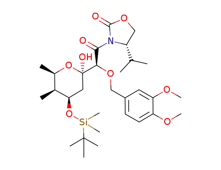 (S)-3-[(S)-2-[(2R,4R,5S,6R)-4-(tert-Butyl-dimethyl-silanyloxy)-2-hydroxy-5,6-dimethyl-tetrahydro-pyran-2-yl]-2-(3,4-dimethoxy-benzyloxy)-acetyl]-4-isopropyl-oxazolidin-2-one