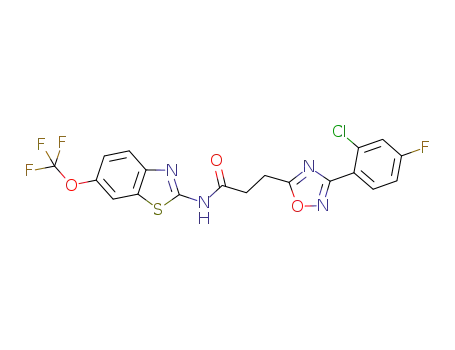 3-(3-(2-chloro-4-fluorophenyl)-1,2,4-oxadiazol-5-yl)-N-(6-(trifluoromethoxy)benzo[d]thiazol-2-yl)propanamide