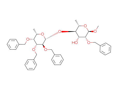 Molecular Structure of 182804-42-8 ((2R,3R,4R,5R,6S)-3-Benzyloxy-2-methoxy-6-methyl-5-((2R,3S,4R,5R,6S)-3,4,5-tris-benzyloxy-6-methyl-tetrahydro-pyran-2-yloxy)-tetrahydro-pyran-4-ol)