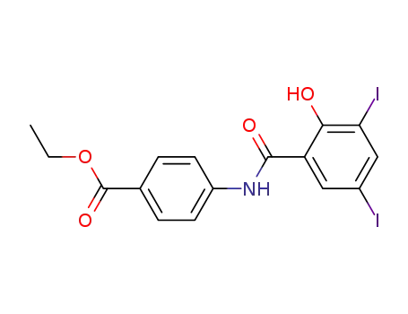 Molecular Structure of 128126-93-2 (4-(2-Hydroxy-3,5-diiodo-benzoylamino)-benzoic acid ethyl ester)
