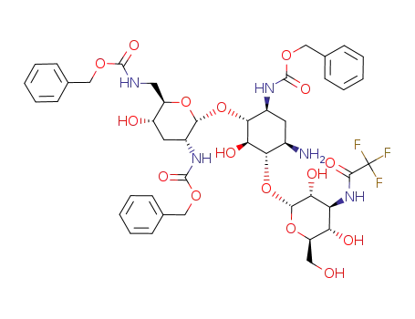 Molecular Structure of 103842-08-6 (3,2',6'-tris(N-benzyloxycarbonyl)-3'-deoxy-3''-N-(trifluoroacetyl)kanamycin B)