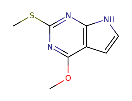 Molecular Structure of 29877-76-7 (4-METHOXY-2-METHYLSULFANYL-7H-PYRROLO[2,3-D]PYRIMIDINE)