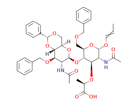 1-propenyl 2-acetylamino-6-O-benzyl-4-O-(2'-acetylamino-3'-O-benzyl-4',6'-O-benzylidene-2'-deoxy-β-D-glucopyranosyl)-3-O-[(R)-1-(carbonyloxy)ethyl]-2-deoxy-α-D-glucopyranoside