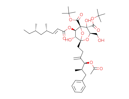 (1S,3R,4S,5R,6R,7R)-1-((4S,5R)-4-Acetoxy-5-methyl-3-methylene-6-phenyl-hexyl)-6-((E)-(4S,6S)-4,6-dimethyl-oct-2-enoyloxy)-4,7-dihydroxy-3-hydroxymethyl-2,8-dioxa-bicyclo[3.2.1]octane-4,5-dicarboxylic acid di-tert-butyl ester