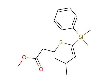 Molecular Structure of 199847-75-1 (3-[(Z)-1-(Dimethyl-phenyl-silanyl)-3-methyl-but-1-enylsulfanyl]-propionic acid methyl ester)