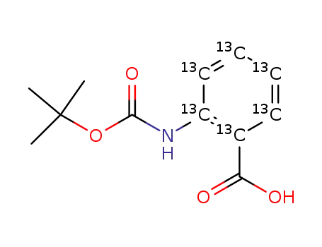 Molecular Structure of 176850-22-9 (N-(tert-Butyloxy)carbonyl Anthranilic Acid-13C6)