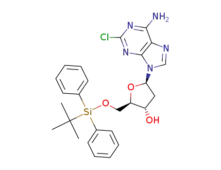 Molecular Structure of 156834-09-2 (2-chloro-9-<2-deoxy-5-O-<(1,1-dimethylethyl)diphenylsilyl>-β-D-erythro-pentofuranosyl>-9H-purin-6-amine)