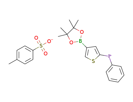 Molecular Structure of 1240390-01-5 (phenyl(4-(4,4,5,5-tetramethyl-1,3,2-dioxaborolan-2-yl)thiophen-2-yl)iodonium tosylate)
