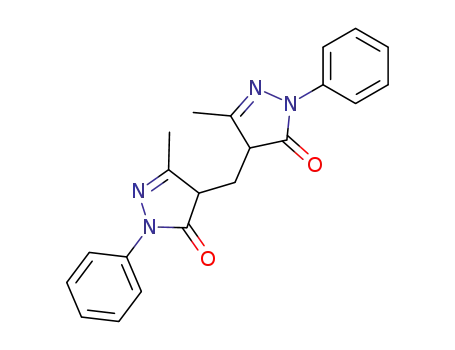 Molecular Structure of 7149-40-8 (5-methyl-4-[(3-methyl-5-oxo-1-phenyl-4H-pyrazol-4-yl)methyl]-2-phenyl-4H-pyrazol-3-one)