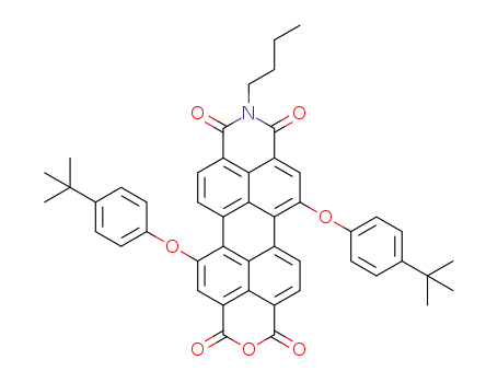 Molecular Structure of 1055917-19-5 (N-butyl-1,7-di(4-tert-butyl)phenoxylperylene-3,4-dicarboxylic imide-9,10-dicarboxylic anhydride)