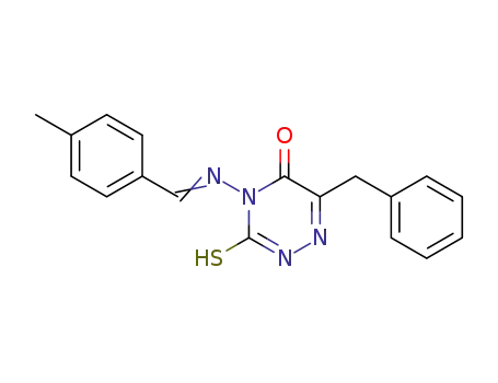 6-Benzyl-3-mercapto-4-{[1-p-tolyl-meth-(E)-ylidene]-amino}-4H-[1,2,4]triazin-5-one