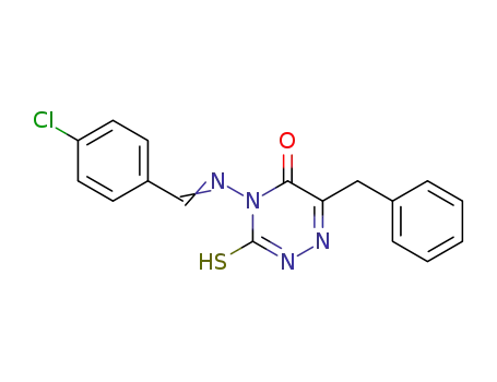6-Benzyl-4-{[1-(4-chloro-phenyl)-meth-(E)-ylidene]-amino}-3-mercapto-4H-[1,2,4]triazin-5-one