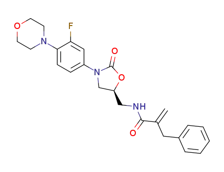 Molecular Structure of 1390617-33-0 (2-benzyl-(S)-N-[[3-[3-fluoro-4-(morpholin-4-yl)phenyl]-2-oxooxazolidin-5-yl]methyl]acrylamide)
