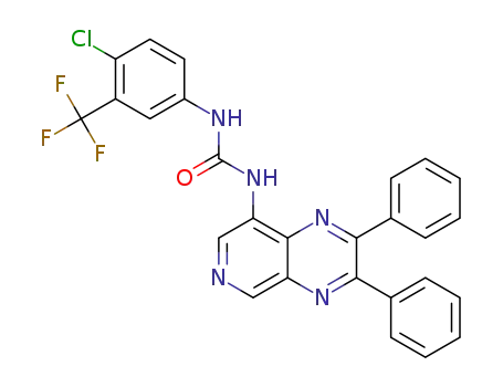 Molecular Structure of 1305317-20-7 (N-[4-chloro-3-(trifluoromethyl)phenyl]-N'-(2,3-diphenylpyrido[3,4-b]pyrazin-8-yl)urea)