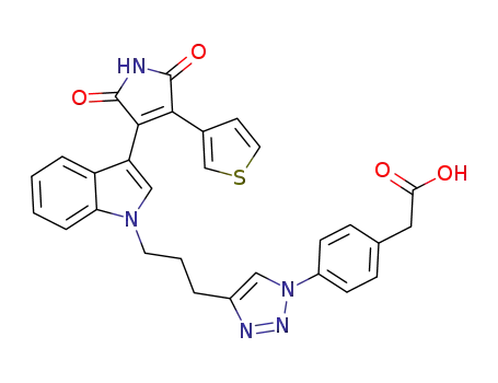 (4-(4-(3-(3-(2,5-dioxo-4-thiophen-3-yl-2,5-dihydro-1H-pyrrol-3-yl)-indol-1-yl)-propyl)-(1,2,3)triazol-1-yl)-phenyl)-acetic acid