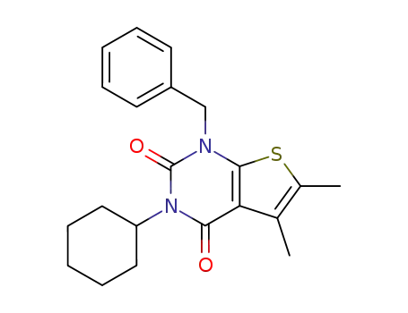 Molecular Structure of 203808-39-3 (1-benzyl-3-cyclohexyl-5,6-dimethylthieno[2,3-d]pyrimidine-2,4(1H,3H)-dione)