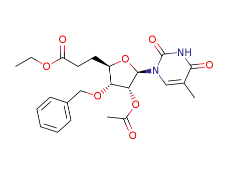 2'-O-acetyl-3'-O-benzyl-5'-deoxy-5'-ethoxycarbonylmethyl-5-methyluridine