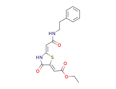 (2Z,5Z)-(5-Ethoxycarbonylmethylidene-4-oxothiazolidin-2-ylidene)-N-(2-phenylethyl)ethanamide