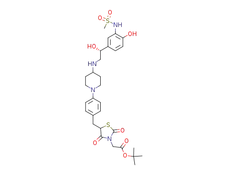 5-[[4-[4-[[(R)-2-hydroxy-2-[4-hydroxy-3-[(methylsulfonyl)amino]phenyl]ethyl]amino]-1-piperidinyl]phenyl]methyl]-2,4-dioxo-3-thiazolidineacetic acid tert-butyl-ester