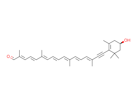 Molecular Structure of 190849-79-7 (2,4,6,8,10,12,14-Heptadecaheptaen-16-ynal,17- [(4R)-4-hydroxy-2,6,6-trimethyl-1-cyclohexen- 1-yl]-2,6,11,15-tetramethyl-,(2E,4E,- 6E,8E,10E,12E,14E)- )