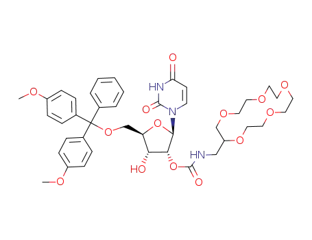 Molecular Structure of 452309-35-2 (5'-O-(4,4'-dimethoxytrityl)-2'-O-(1,4,7,10,13-pentaoxacyclopentadecan-2-ylmethylaminocarbonyl)uridine)