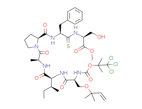L-Serine,
O-(1,1-dimethyl-2-propenyl)-N-[(2,2,2-trichloro-1,1-dimethylethoxy)carb
onyl]-L-seryl-L-isoleucyl-L-alanyl-L-prolylthio-L-phenylalanyl-, methyl ester