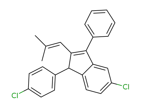 Molecular Structure of 1333480-62-8 (5-chloro-1-(4-chlorophenyl)-2-(2-methylprop-1-en-1-yl)-3-phenyl-1H-indene)