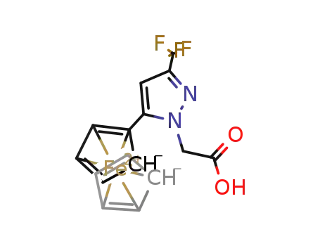 Molecular Structure of 1311994-24-7 (2-(5-ferrocenyl-3-(fluoromethyl)-1H-pyrazol-1-yl)acetic acid)