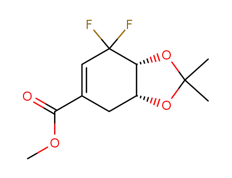 Molecular Structure of 257876-94-1 ((3aR,7aR)-7,7-Difluoro-2,2-dimethyl-3a,4,7,7a-tetrahydro-benzo[1,3]dioxole-5-carboxylic acid methyl ester)