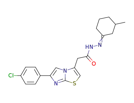 Molecular Structure of 474460-04-3 ([6-(4-chloro-phenyl)-imidazo[2,1-<i>b</i>]thiazol-3-yl]-acetic acid (3-methyl-cyclohexylidene)-hydrazide)